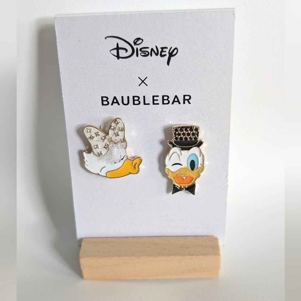 Disney X Baublebar Donald & Daisy Duck Wedding Stud Earrings Enameled